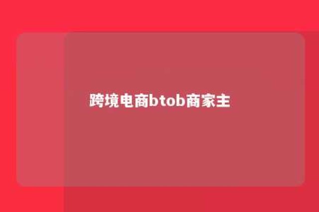 跨境电商btob商家主 跨境电商btoc