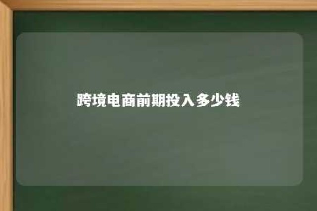 跨境电商前期投入多少钱 跨境电商前期投入多少钱一个月