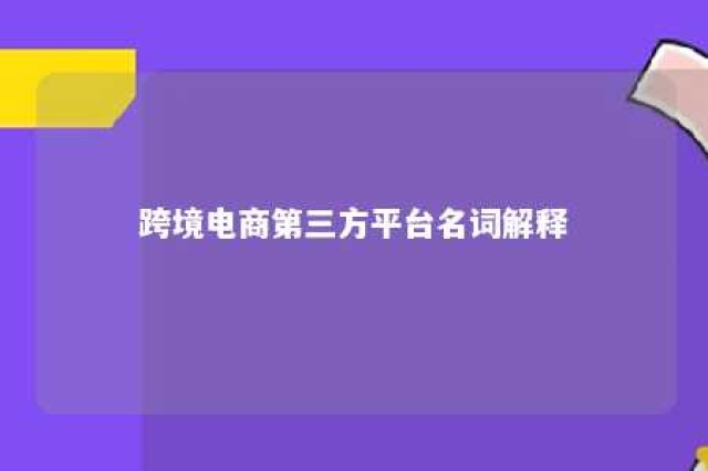 跨境电商第三方平台名词解释 跨境电商第三方支付平台是什么意思