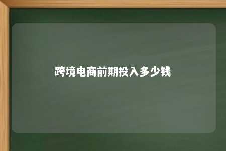 跨境电商前期投入多少钱